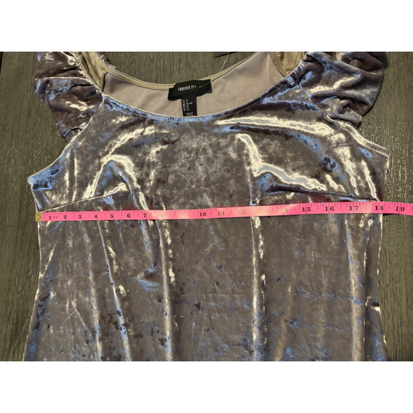 NWT Forever 21 Women's Gray Velvet Short Summer Dress Size 1X - Picture 5 of 6